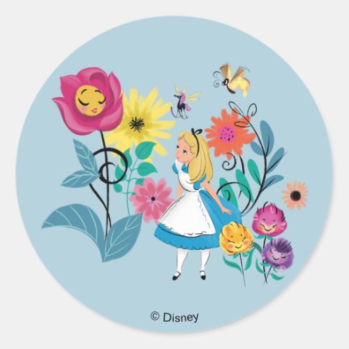 Alice in Wonderland  The Wonderland Flowers Classic Round Sticker