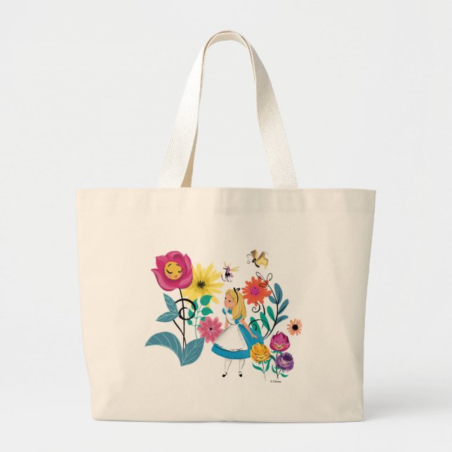 Alice in Wonderland | The Wonderland Flowers Large Tote Bag (Front)