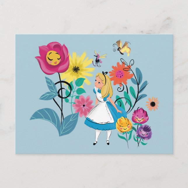 Alice in Wonderland | The Wonderland Flowers Postcard (Front)