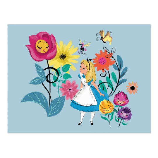 Alice In Wonderland The Wonderland Flowers Postcard Zazzle Com