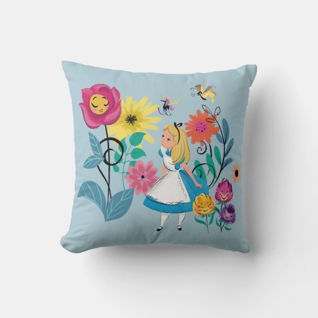 Alice in Wonderland | The Wonderland Flowers Throw Pillow (Front)