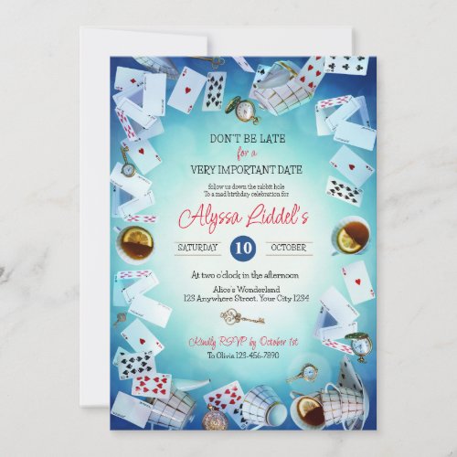 Alice in wonderland Theme Birthday invitation