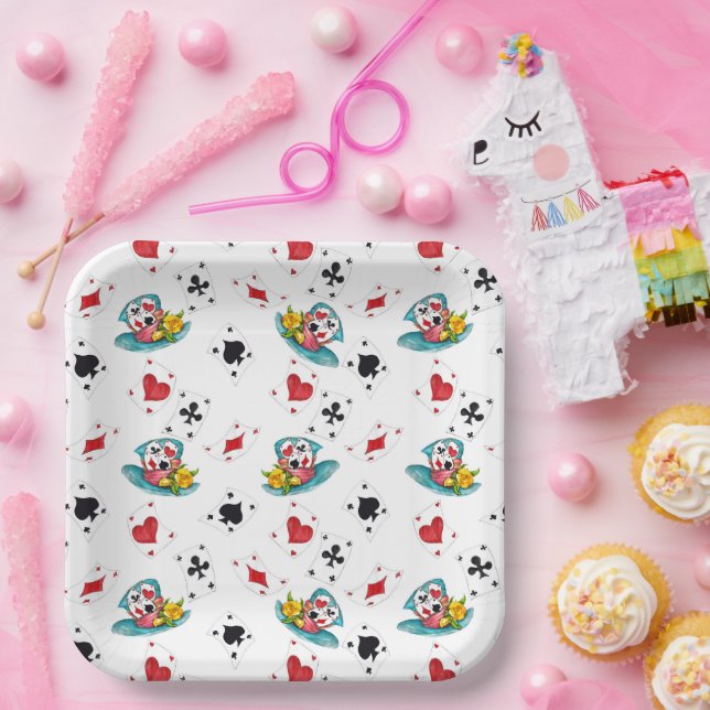 Alice in Wonderland Theme Black Paper Plates  (Party)