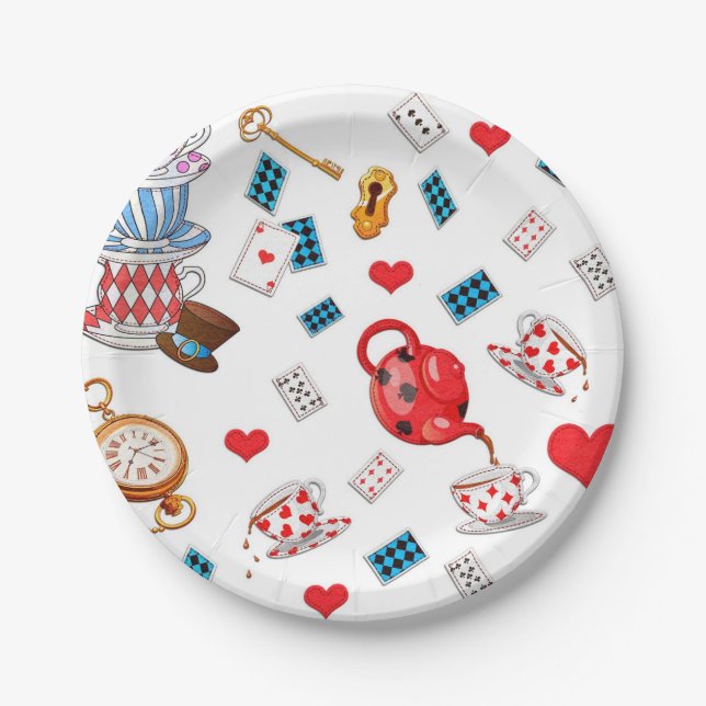 Alice in Wonderland Theme Pattern Paper Plates (Front)