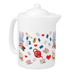 Alice in Wonderland Theme Pattern Teapot