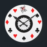 Alice in Wonderland Themed Round Clock<br><div class="desc">At the top of the clock is a painted red rose,  in celebration of the book,  Alice's Adventures in Wonderland. This clock also comes in blue!</div>