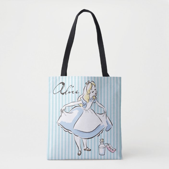 Watercolour watercolor Tote Canvas bag Alice In Wonderland Book Box Eat Me White Reusable Shopping Bag
