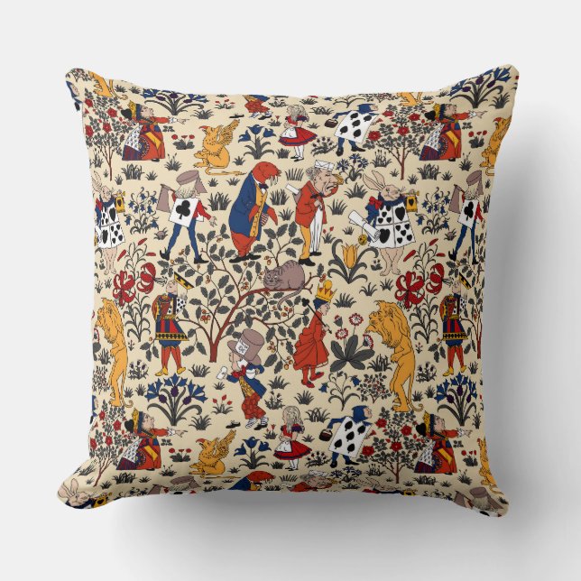 Alice in Wonderland Throw Pillow (Front)