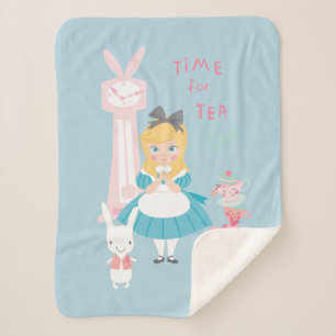 Alice In Wonderland   Time For Tea Sherpa Blanket