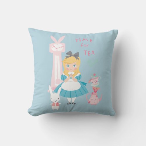Alice In Wonderland  Time For Tea Throw Pillow