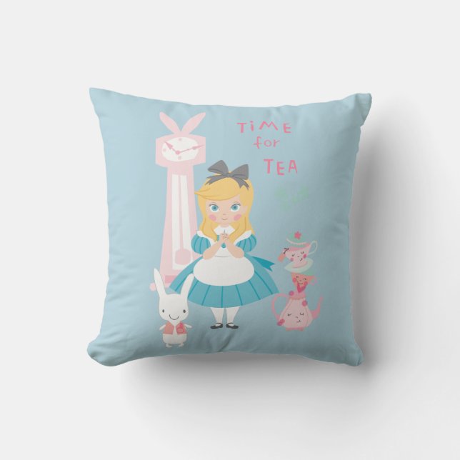 Alice In Wonderland | Time For Tea Throw Pillow (Front)