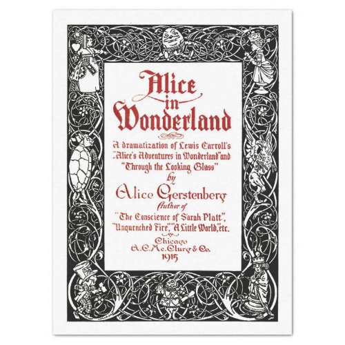 ALICE IN WONDERLAND TITLE PAGE WITH CHARACTERS TISSUE PAPER