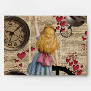 Alice In Wonderland Travelling in Time Envelope