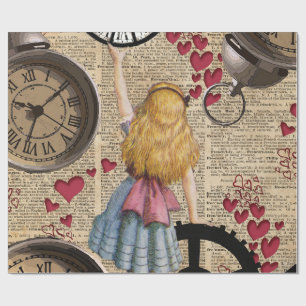 Alice In Wonderland Travelling in Time Wrapping Paper