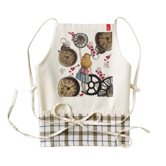 Alice In Wonderland Travelling in Time Zazzle HEART Apron