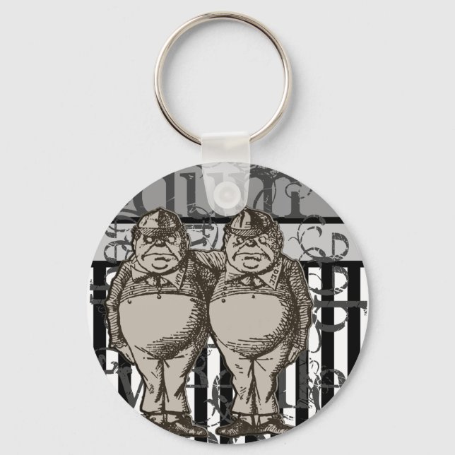 Alice In Wonderland Tweedledum & Tweedledee Grunge Keychain (Front)