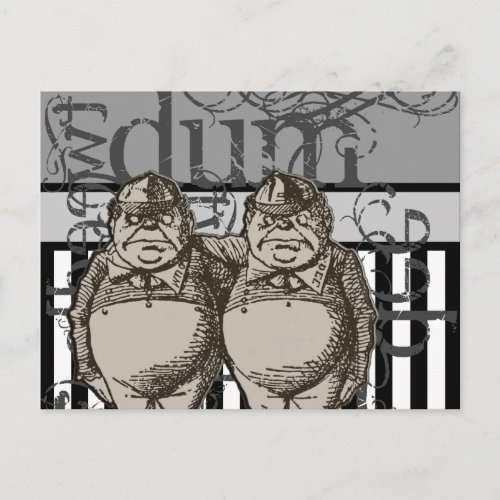 Alice In Wonderland Tweedledum  Tweedledee Grunge Postcard