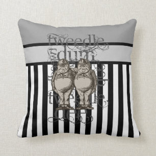 Alice In Wonderland Tweedledum & Tweedledee Grunge Throw Pillow