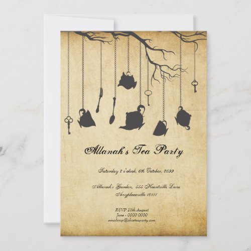 Alice in Wonderland Unbirthday Birthday Tea Party Custom Invite