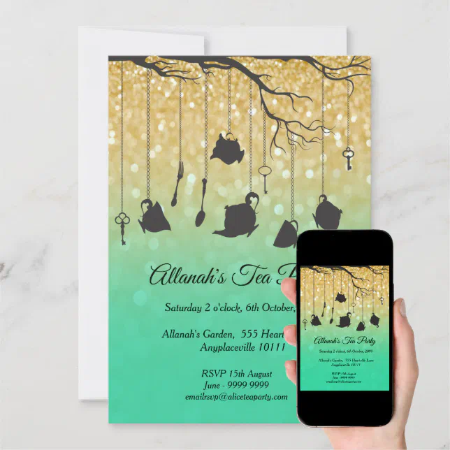 Alice in Wonderland Unbirthday Birthday Tea Party Invitation Zazzle