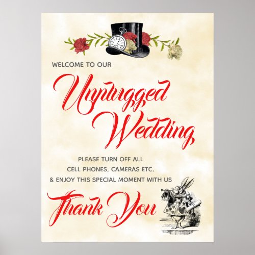 Alice in Wonderland Unplugged Wedding Sign