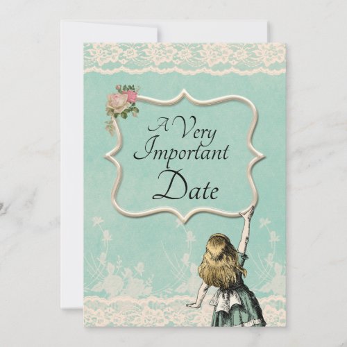 Alice in Wonderland Very Important Date Wedding Save The Date