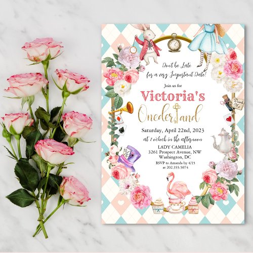 Alice in Wonderland Vintage Birthday Invitation