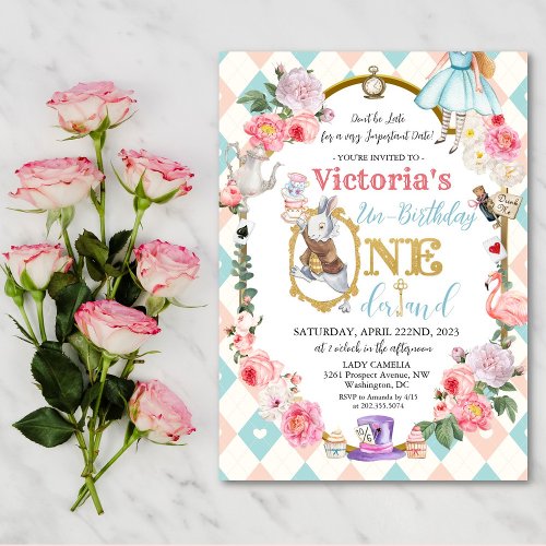 Alice in Wonderland Vintage Birthday Invitation