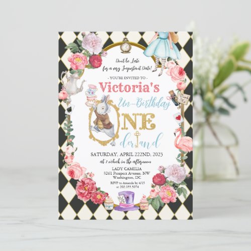 Alice in Wonderland Vintage Birthday Invitation