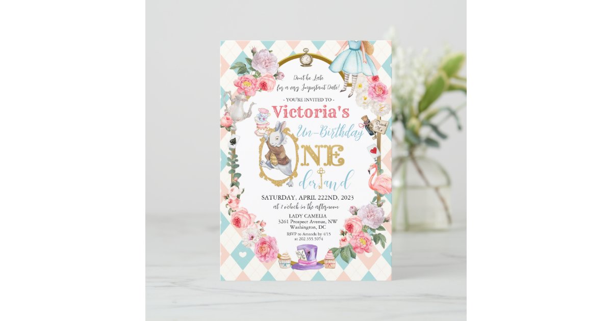 Alice Wonderland Pink Baby Shower Invitation - Vintage Wonderland