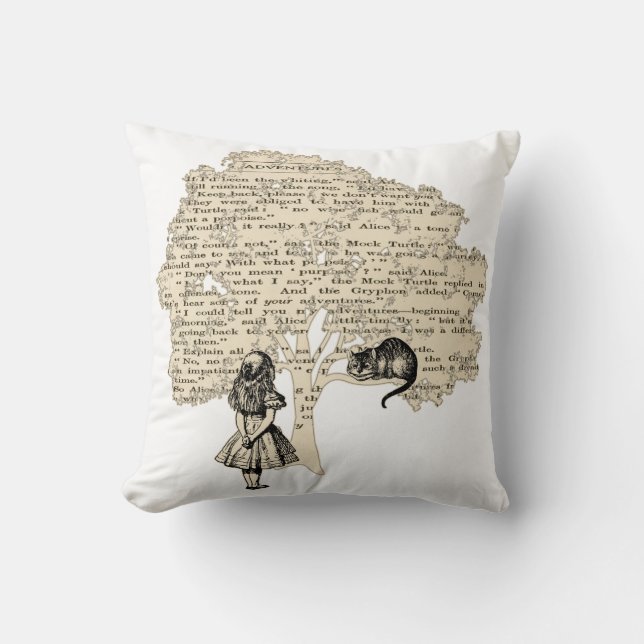 Alice In Wonderland Vintage Book Throw Pillow (Front)