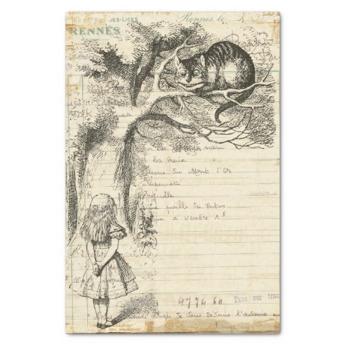 Alice in Wonderland Vintage Cheshire Cat Decoupage Tissue Paper