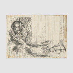 Alice in Wonderland Vintage Cheshire Cat Decoupage Tissue Paper