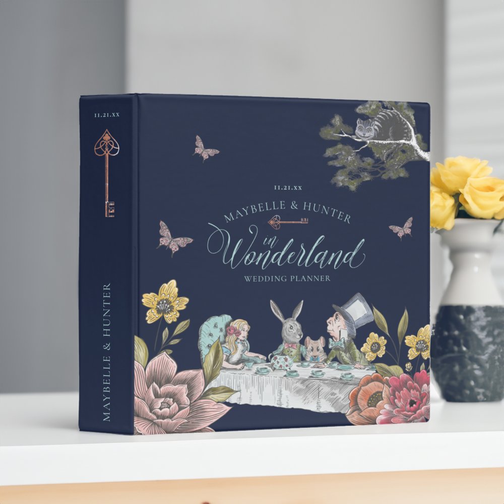 Alice In Wonderland Vintage Chic Wedding Planner 3 Ring Binder