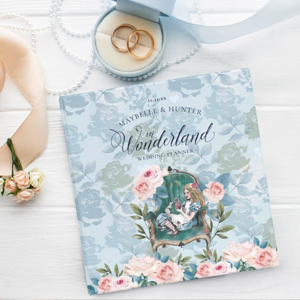 Alice In Wonderland Vintage Chic Wedding Planner 3 Ring Binder
