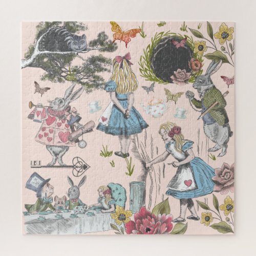 Alice In Wonderland Vintage Fairy Tale Collage Jigsaw Puzzle