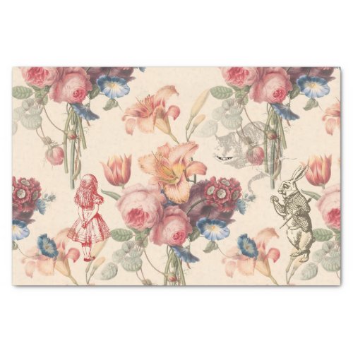 Alice in Wonderland Vintage Garden Flowers Tissue  Tissue Paper