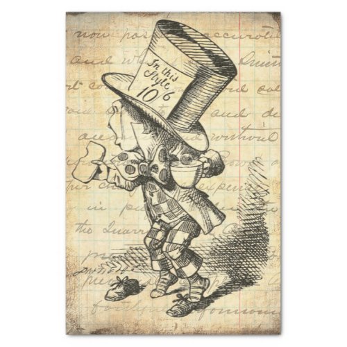 Alice in Wonderland Vintage Mad Hatter Decoupage  Tissue Paper