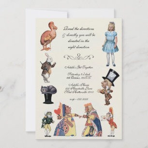 Alice in Wonderland Vintage Paper Cut Outs Invitation