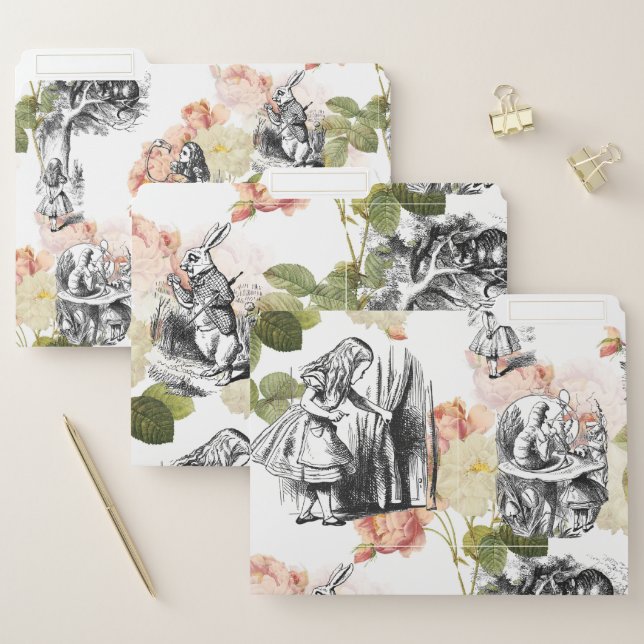 Alice in Wonderland Vintage Roses File Folders (Set)