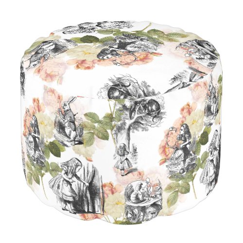 Alice in Wonderland Vintage Roses Pouf Seat