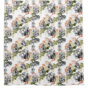 Alice in Wonderland Vintage Roses Shower Curtain