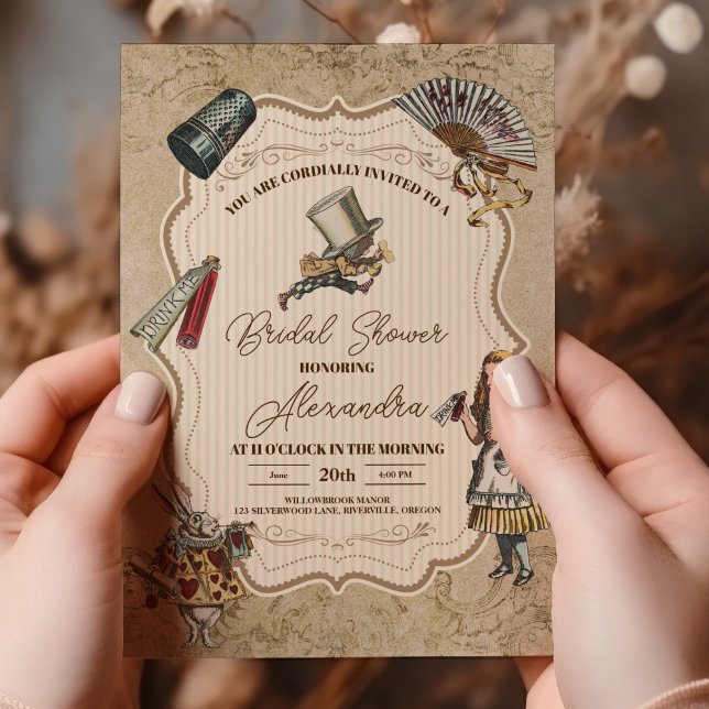 Alice In Wonderland Vintage Story Bridal Shower Invitation (Creator Uploaded)