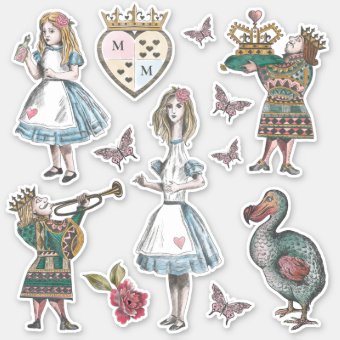 Alice In Wonderland Vintage Storybook Characters Sticker | Zazzle