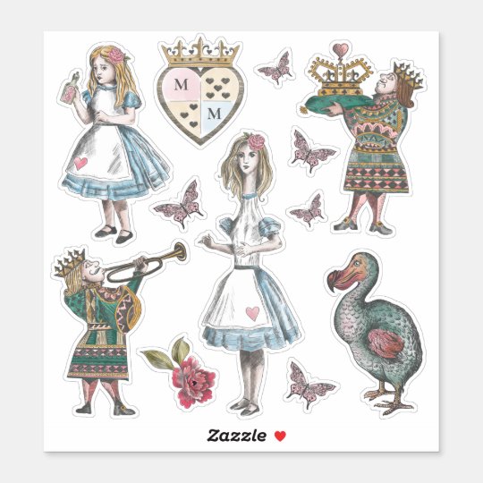 Alice In Wonderland Vintage Storybook Characters Sticker | Zazzle.com
