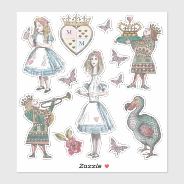 Alice In Wonderland Vintage Storybook Characters Sticker (Sheet)