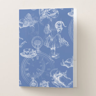 Alice in Wonderland Vintage Tea Time Blue Folders