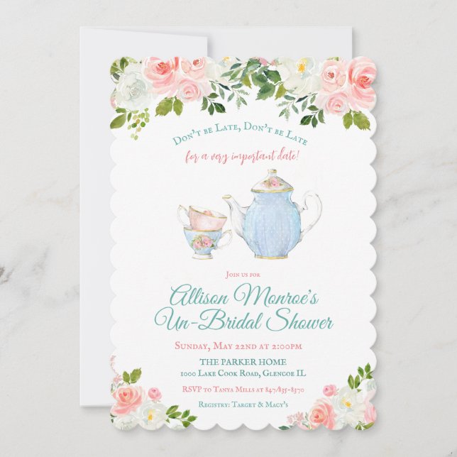 Alice in Wonderland Vintage Teapot Invitation (Front)