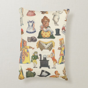 Alice in Wonderland, Vintage Victorian Paper Doll Accent Pillow