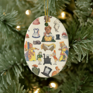 Alice in Wonderland, Vintage Victorian Paper Doll Ceramic Ornament